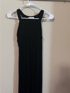 Calvin Klein Black Sleeveless Maxi Dress with Ruched Bodice